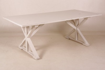 Casa Padrino Vintage Teak Dining Table Antique Style White 210 x 100 x 78 cm - Solid Wood Country House Table