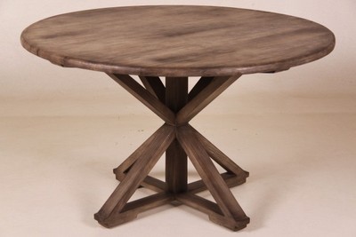 Casa Padrino Vintage Teak Dining Table Farmhouse Style Round Vintage Rustic Grey Diameter 130 cm