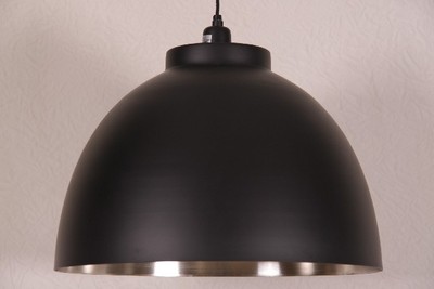 Casa Padrino Lampada a Sospensione Stile Industriale Nero / Interno Nichelato, 45 cm