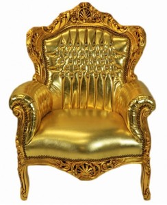 Casa Padrino Fauteuil Baroque King Or/Or Aspect Cuir avec Strass, 120 x 85 x 85 cm Casa Padrino Fauteuil Baroque King Or/Or Aspect Cuir avec Strass, 120 x 85 x 85 cm