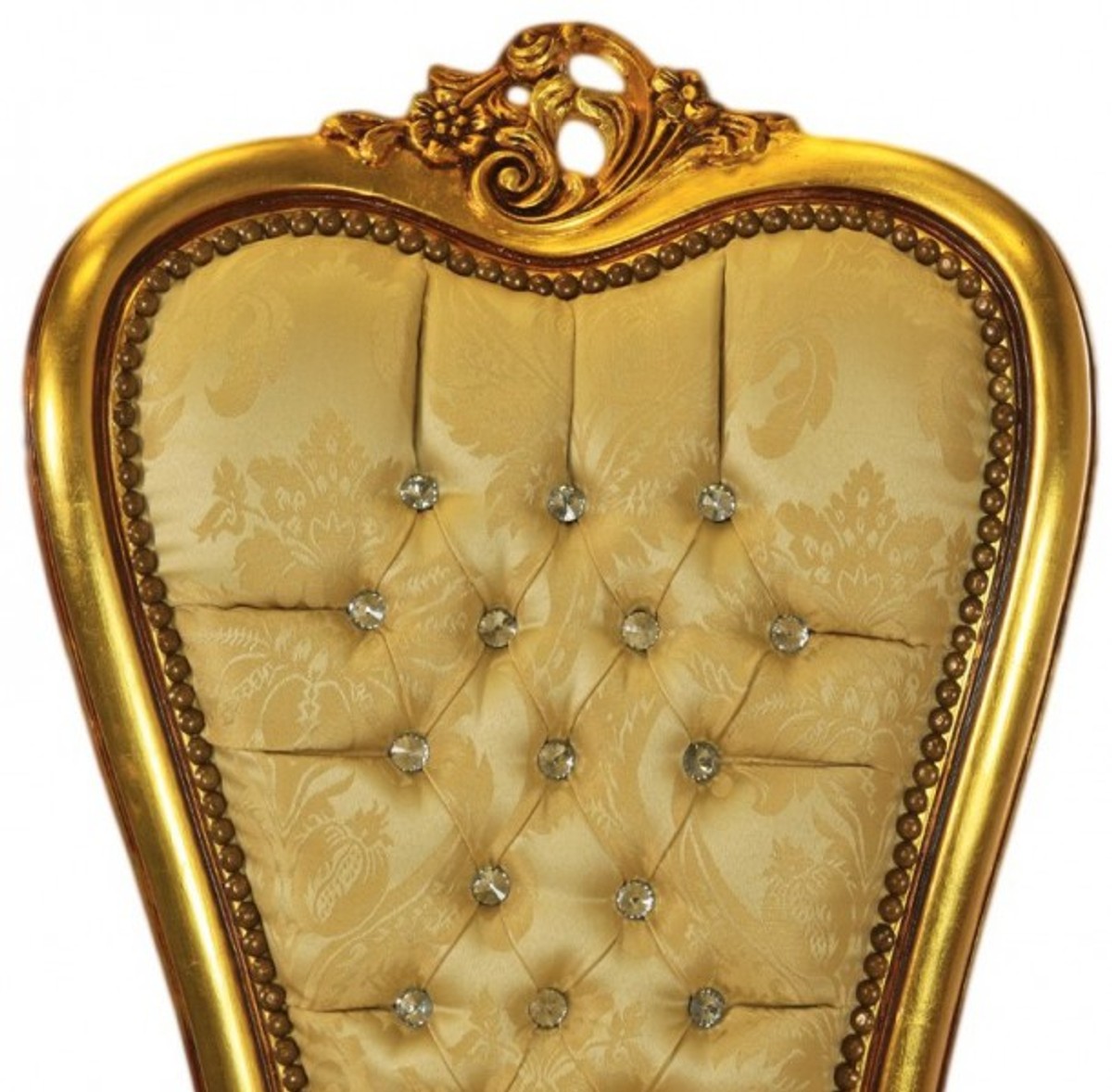 Casa Padrino barocco sedia trono Queen Anne oro Pattern / oro con strass Bling Bling - poltrona alta Casa Padrino barocco sedia trono Queen Anne oro Pattern / oro con strass Bling Bling - poltrona alta