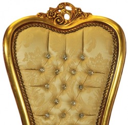 Casa Padrino barroco silla trono de la reina Anne del modelo del oro / oro con diamantes de imitación Bling Bling - alta sillón Casa Padrino barroco silla trono de la reina Anne del modelo del oro / oro con diamantes de imitación Bling Bling - alta sillón