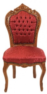 Casa Padrino Baroque Dinner Chair Bordeaux Pattern / Brown - Antique Furniture Casa Padrino Baroque Dinner Chair Bordeaux Pattern / Brown - Antique Furniture