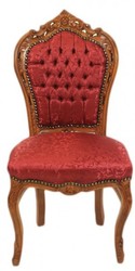 Casa Padrino Baroque Dinner Chair Bordeaux Pattern / Brown - Antique Furniture