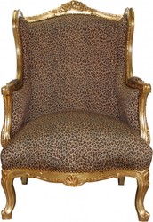 Casa Padrino Poltrona Trono Barocca Lounge Leopardo / Oro Mod2 - Poltrona Orecchiera - 120 x 83 x 64 cm Casa Padrino Poltrona Trono Barocca Lounge Leopardo / Oro Mod2 - Poltrona Orecchiera - 120 x 83 x 64 cm