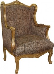 Casa Padrino Poltrona Trono Barocca Lounge Leopardo / Oro Mod2 - Poltrona Orecchiera - 120 x 83 x 64 cm Casa Padrino Poltrona Trono Barocca Lounge Leopardo / Oro Mod2 - Poltrona Orecchiera - 120 x 83 x 64 cm