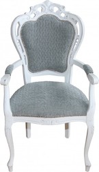 Casa Padrino Dîner baroque Chaise avec accoudoirs antiques gris-bleu / blanc - Chaise design - qualité de luxe