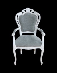 Casa Padrino Dîner baroque Chaise avec accoudoirs antiques gris-bleu / blanc - Chaise design - qualité de luxe