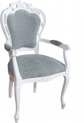 Casa Padrino Dîner baroque Chaise avec accoudoirs antiques gris-bleu / blanc - Chaise design - qualité de luxe