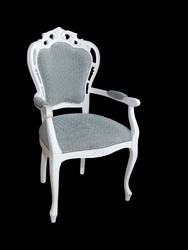Casa Padrino Dîner baroque Chaise avec accoudoirs antiques gris-bleu / blanc - Chaise design - qualité de luxe