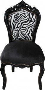 Casa Padrino Barocco Cena sedia senza braccioli Nero / zebra / nero - Mobili antichi Zebra