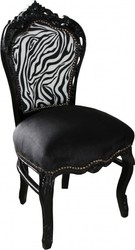 Casa Padrino barroco Silla Cena sin reposabrazos Negro / cebra / Negro - Mueble antiguo cebra Casa Padrino barroco Silla Cena sin reposabrazos Negro / cebra / Negro - Mueble antiguo cebra