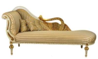 Casa Padrino Chaise Longue Baroque de Luxe Blanc Antique / Or - Golden Wings - 200 x 75 x 100 cm Casa Padrino Chaise Longue Baroque de Luxe Blanc Antique / Or - Golden Wings - 200 x 75 x 100 cm