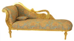 Casa Padrino chaise longue baroque de luxe antique motif or-turquoise-rouge / or - ailes dorées - qualité luxe