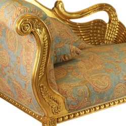 Casa Padrino chaise longue baroque de luxe antique motif or-turquoise-rouge / or - ailes dorées - qualité luxe