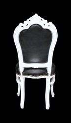 Casa Padrino baroque dîner Chaise noir / aspect cuir de style mobilier blanc antique