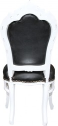 Casa Padrino baroque dîner Chaise noir / aspect cuir de style mobilier blanc antique