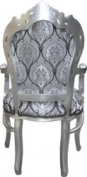 Cena Casa Padrino barocco con braccioli pattern / argento argento-nero - Mobili antichi Cena Casa Padrino barocco con braccioli pattern / argento argento-nero - Mobili antichi
