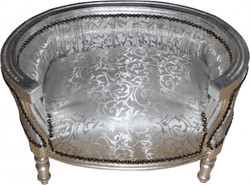 Casa Padrino Divano Barocco per Cani & Gatti - Lussuosa Poltrona per Animali in Argento, Fantasia Grigia, 71,5 x 53 x 41 cm Casa Padrino Divano Barocco per Cani & Gatti - Lussuosa Poltrona per Animali in Argento, Fantasia Grigia, 71,5 x 53 x 41 cm