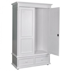 Casa Padrino Armoire de style champêtre blanc - Penderie en bois de pin massif H 206 cm L 127 cm P 61 cm Casa Padrino Armoire de style champêtre blanc - Penderie en bois de pin massif H 206 cm L 127 cm P 61 cm