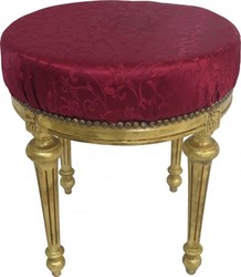 Casa Padrino Baroque Stool round stool Bordeaux red pattern fabric / Gold