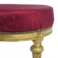 Casa Padrino Baroque Stool round stool Bordeaux red pattern fabric / Gold