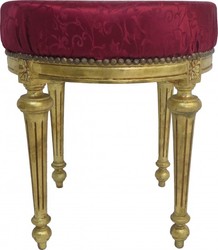 Casa Padrino Baroque Stool round stool Bordeaux red pattern fabric / Gold