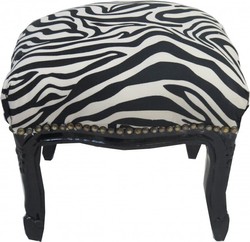 Casa Padrino Baroque footstool Zebra / Black - Antique furniture - Stool