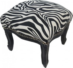 Casa Padrino Baroque footstool Zebra / Black - Antique furniture - Stool