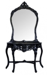 Casa Padrino baroque mirror Console Black with marble top - mirror console - Makeup console Casa Padrino baroque mirror Console Black with marble top - mirror console - Makeup console