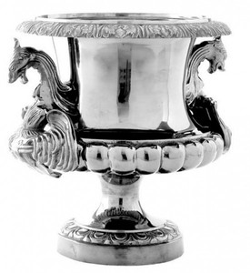 Casa Padrino Antique Style Baroque Flower Vase in Antique Silver, Height 46 cm, Diameter 46 cm
