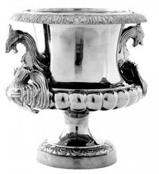 Casa Padrino Antique Style Baroque Flower Vase in Antique Silver, Height 46 cm, Diameter 46 cm