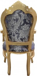 Casa Padrino Barocco Cena Chair Blue Pattern / oro con braccioli - Edizione Limitata Casa Padrino Barocco Cena Chair Blue Pattern / oro con braccioli - Edizione Limitata