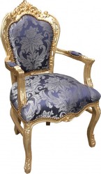 Casa Padrino Barocco Cena Chair Blue Pattern / oro con braccioli - Edizione Limitata Casa Padrino Barocco Cena Chair Blue Pattern / oro con braccioli - Edizione Limitata