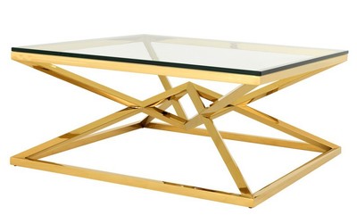 Casa Padrino Luxury Art Deco Designer Coffee Table Stainless Steel Gold with Glass 100 x 100 x 45 cm Casa Padrino Luxury Art Deco Designer Coffee Table Stainless Steel Gold with Glass 100 x 100 x 45 cm