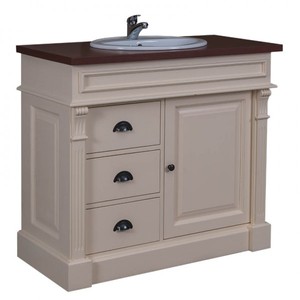 Casa Padrino Mueble Lavabo Estilo Rural con 1 Lavabo Crema / Marrón - 103 x 51 x 91 cm