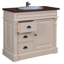 Casa Padrino Meuble sous-vasque style maison de campagne avec 1 lavabo Crème / Marron - 103 x 51 x 91 cm Casa Padrino Meuble sous-vasque style maison de campagne avec 1 lavabo Crème / Marron - 103 x 51 x 91 cm
