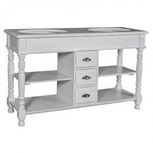 Casa Padrino Landhaus Stil Waschschrank Waschtisch inkl 2 Waschbecken mit Schubladen San Sebastian - Bad Schrank Massivholz
