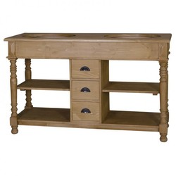 Casa Padrino Landhaus Stil Waschschrank Waschtisch inkl 2 Waschbecken mit Schubladen San Sebastian - Bad Schrank Massivholz