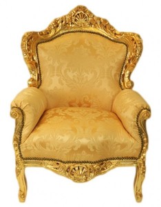 Casa Padrino Fauteuil Baroque King Motif Or / Or, 120 x 85 x 85 cm - Fauteuil de Luxe Fait Main Style Antique Casa Padrino Fauteuil Baroque King Motif Or / Or, 120 x 85 x 85 cm - Fauteuil de Luxe Fait Main Style Antique