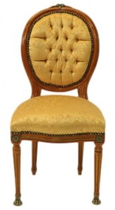 Casa Padrino Chaise Médaillon de Luxe Baroque Or Motif / Acajou Clair - Style Antique - 100 x 50 x 45 cm Casa Padrino Chaise Médaillon de Luxe Baroque Or Motif / Acajou Clair - Style Antique - 100 x 50 x 45 cm