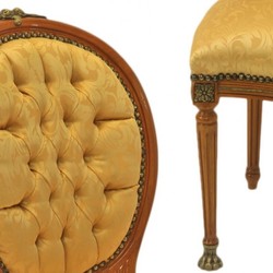 Casa Padrino Chaise Médaillon de Luxe Baroque Or Motif / Acajou Clair - Style Antique - 100 x 50 x 45 cm Casa Padrino Chaise Médaillon de Luxe Baroque Or Motif / Acajou Clair - Style Antique - 100 x 50 x 45 cm