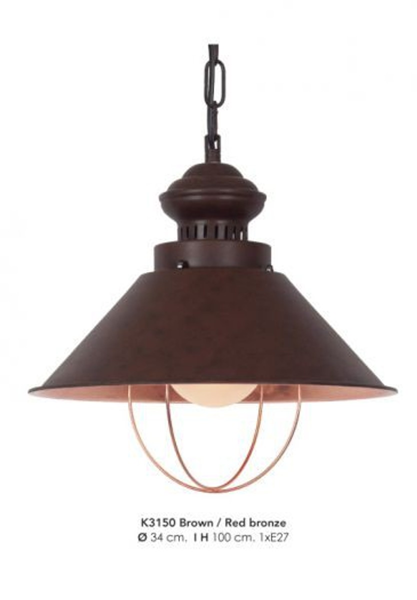 Casa Padrino pendant lamp ceiling lamp Bronze colors Industrial Design 34 cm diameter - industrial lamp light industrial light Casa Padrino pendant lamp ceiling lamp Bronze colors Industrial Design 34 cm diameter - industrial lamp light industrial light