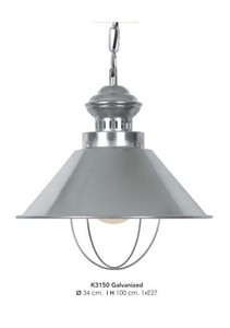 Casa Padrino Lampada a sospensione industriale in alluminio zincato, Design industriale, Colore Zincato, Diametro 34 cm