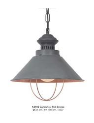 Casa Padrino Suspension Industrielle en Finition Béton et Bronze, 34 cm de Diamètre, Lampe d'Industrie en Aluminium