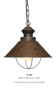 Casa Padrino Lampadario a Sospensione Stile Industriale Color Ruggine 34 cm - Lampada da soffitto in alluminio