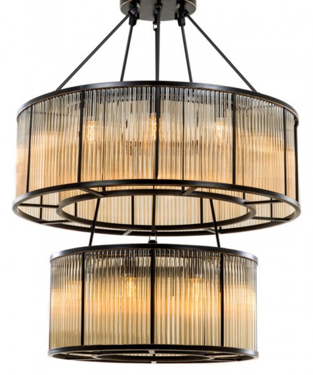 Casa Padrino luxury hanging lamp Gunmetal Finish / Glass - Art Deco Restaurant - Hotel Lamp Light Casa Padrino luxury hanging lamp Gunmetal Finish / Glass - Art Deco Restaurant - Hotel Lamp Light