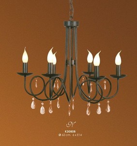 Casa Padrino Barock Hängeleuchter 6-armig in Schwarz mit Deko Kristallen - 62 cm Durchmesser - Luxus Deckenleuchte