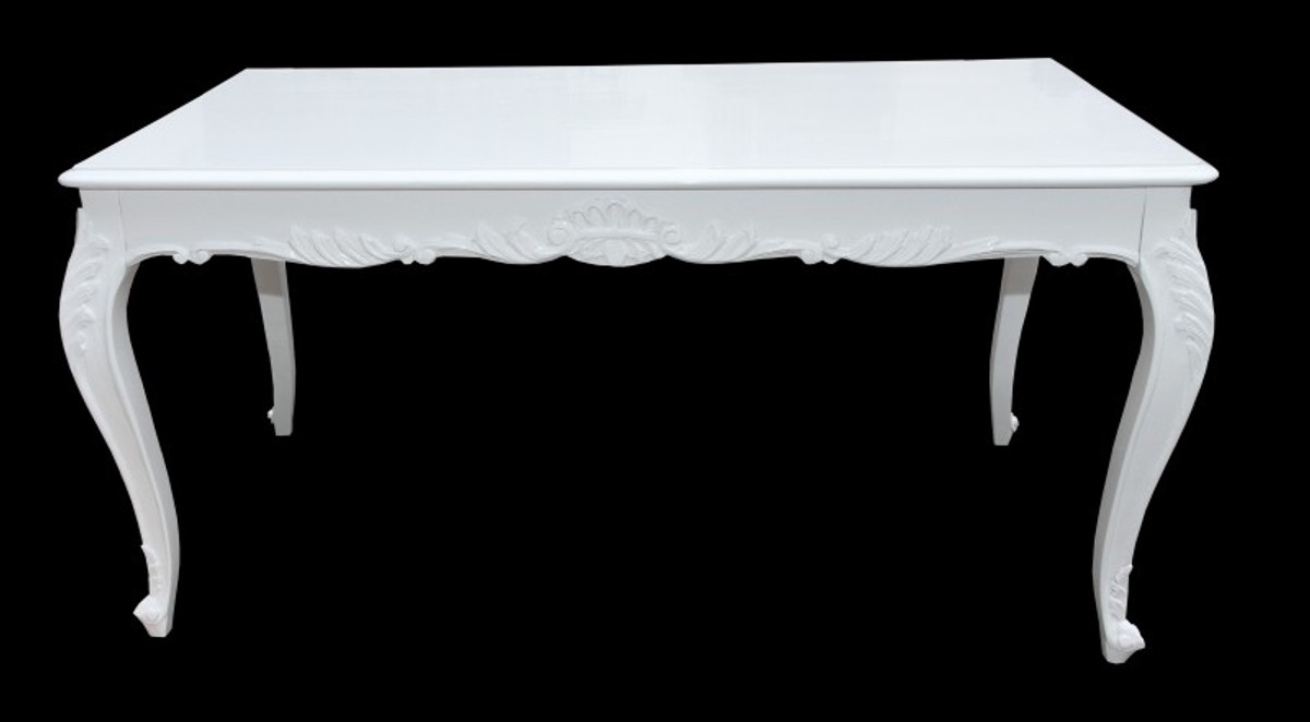 Casa Padrino baroque dining table glossy white 140 cm Casa Padrino baroque dining table glossy white 140 cm