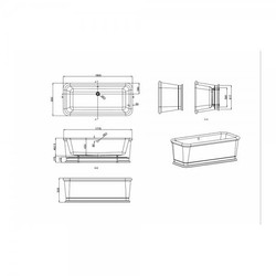Casa Padrino Vasca da bagno centro stanza rettangolare 1800mm BLon Argento - Vasca Retro Antica Casa Padrino Vasca da bagno centro stanza rettangolare 1800mm BLon Argento - Vasca Retro Antica